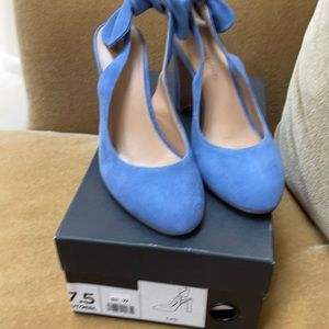 Blue suede sling back
